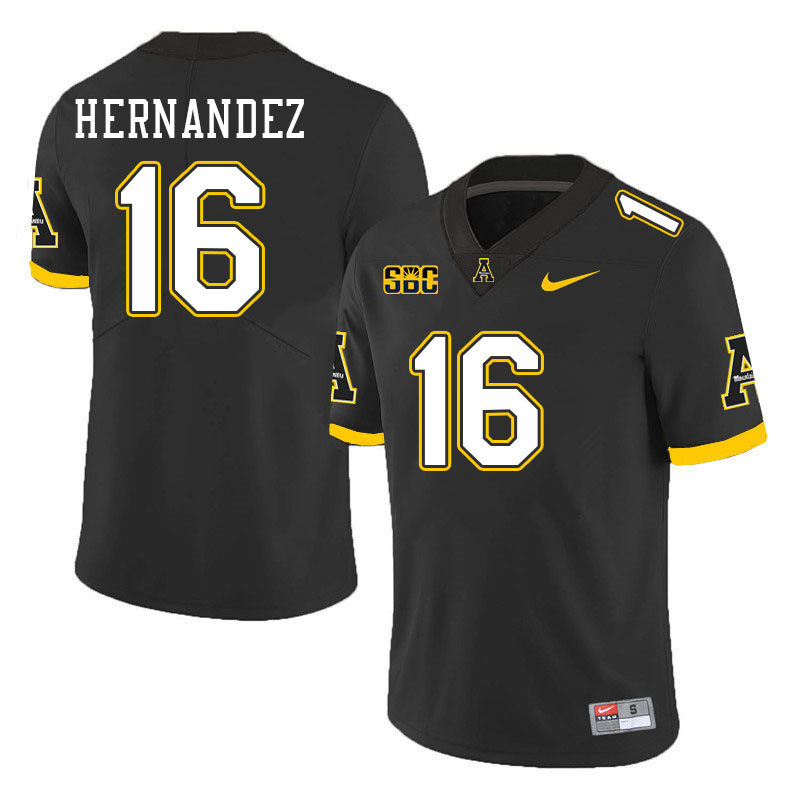 Men #16 David Hernandez Appalachian State Mountaineers College Football Jerseys Stitched Sale-Black